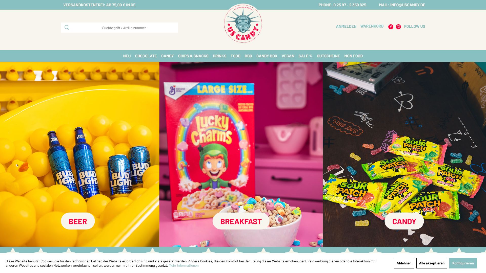 Screenshot von US Candy